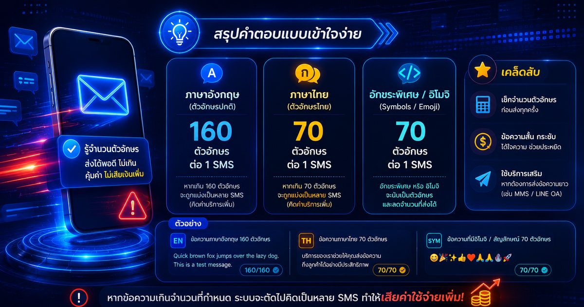 SMS มีกี่ตัวอักษร? สรุปคำตอบแบบเข้าใจง่าย